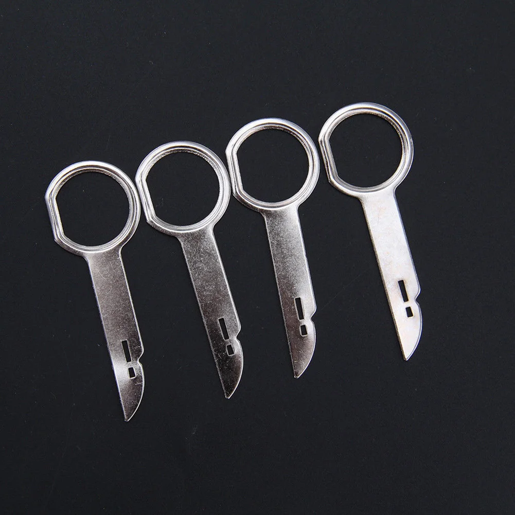 

4pcs Radio Removal Keys Stereo Stainless Steel Release Portable Sound Vehicle CD Car Dismantling Device