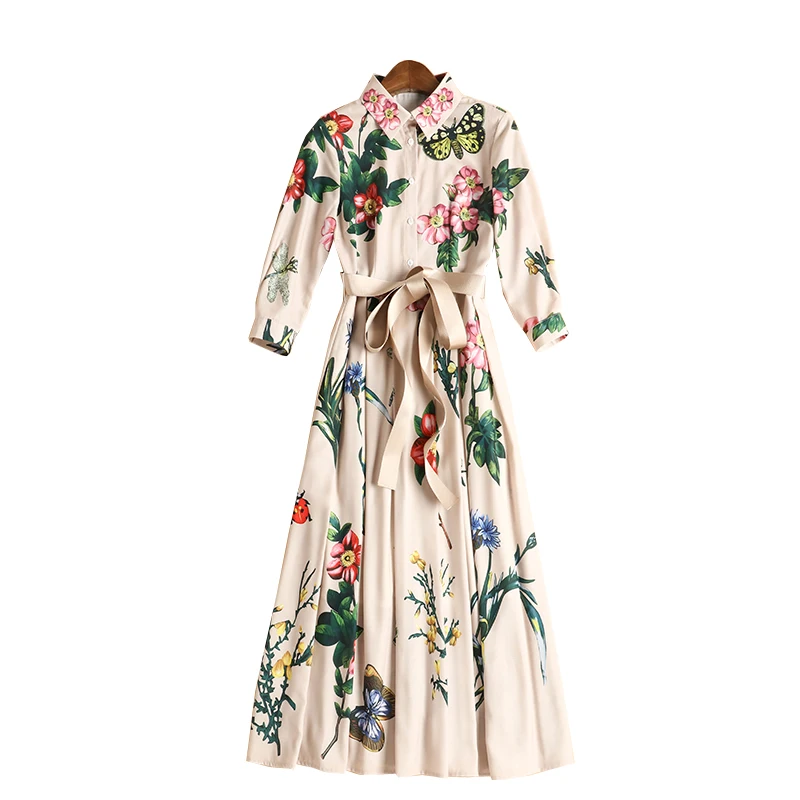 

JCHB 2021 spring and summer new Lapel 5-sleeve slim elegant temperament feminine knee dress