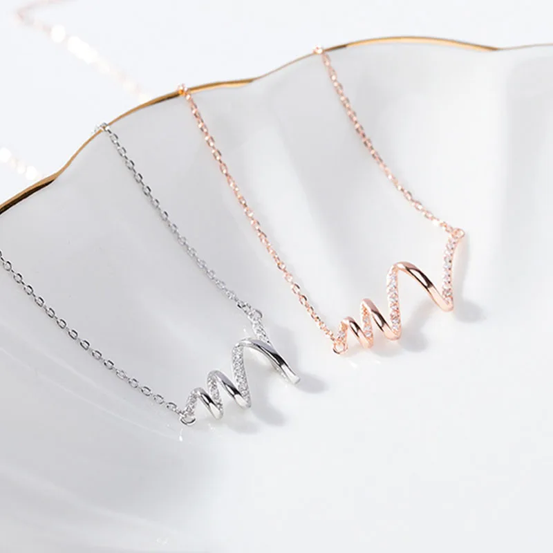 Женское ожерелье с подвеской в виде ЭКГ из серебра 925 пробы |