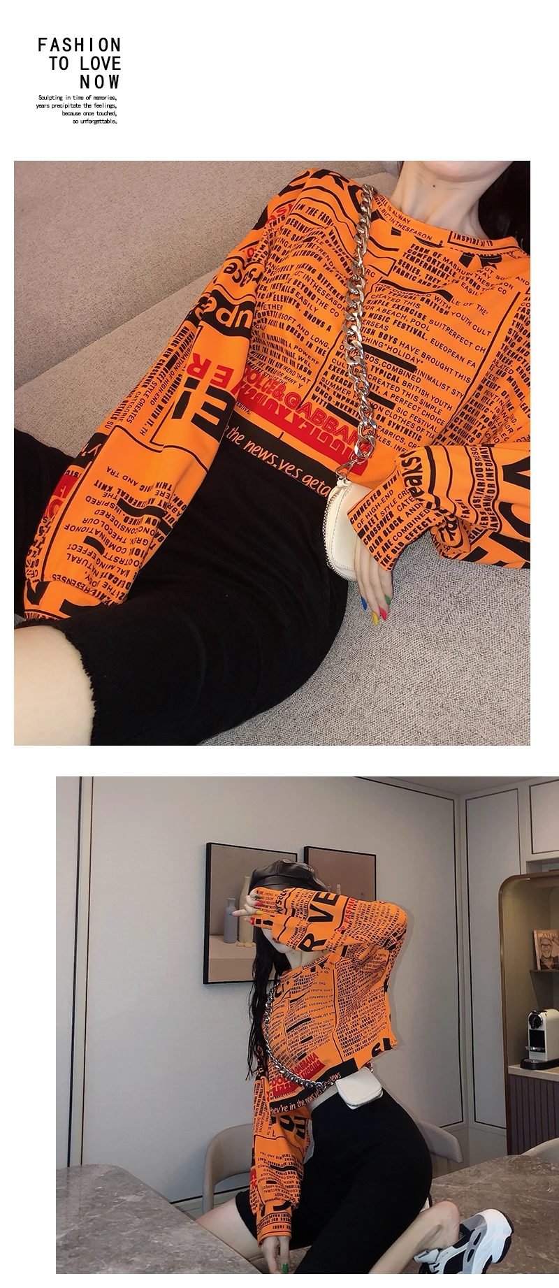 Женская одежда, осень, корейский стиль, футболка vogue, готический принт с буквами, Повседневный, негабаритный, длинный рукав, короткий топ, футболка femme