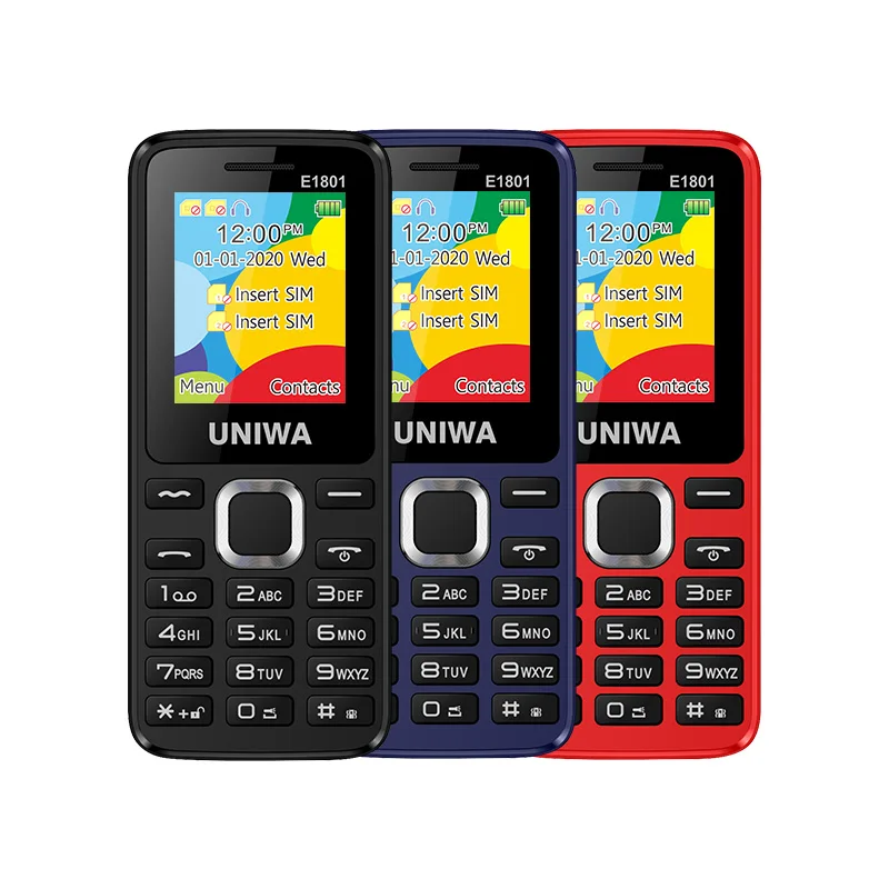 uniwa e1801 2g gsm bar feature mobile phone dual sim cellphone for elder wireless fm radio support tf expansion vibrator free global shipping