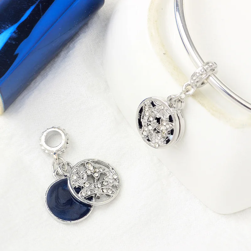 Новинка оригинальные посеребренные бусины из сплава синяя эмаль натуральная