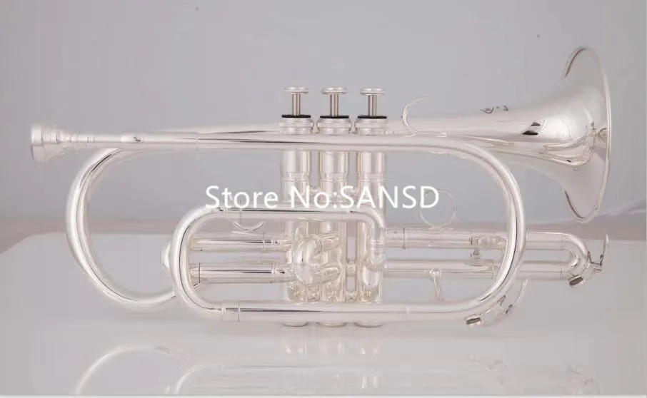 Профессиональный музыкальный инструмент с чехлом рог Bb посеребренный | Корнет