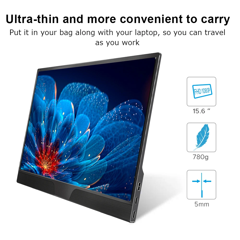 Тонкий портативный ЖК монитор UPERFECT FHD с IPS экраном 15 6 дюйма USB Type C HDMI для ноутбука