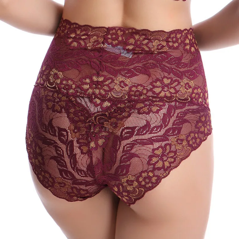 Прозрачные бесшовные трусы с высокой талией женские больших размеров