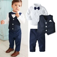 2020childrens suits baby suit 3pcsset kids baby boys business suit solid shirtvastpants set for boys for formal party 1 6 age