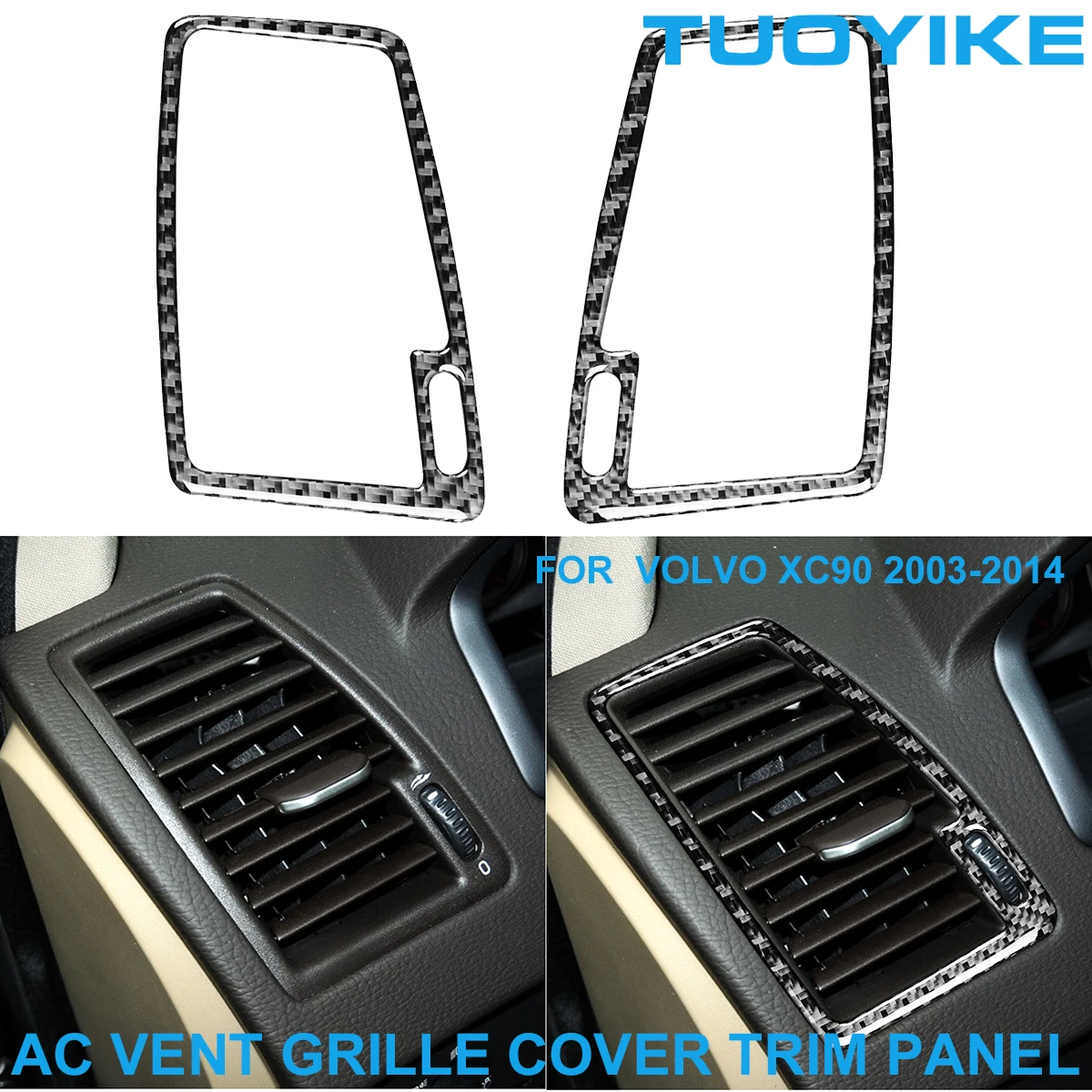 

LHD RHD Car Styling Carbon Fiber AC Air Conditioner Vent Grille Fresh Cover Panel Trim Sticker Frame For VOLVO XC90 2003-2014