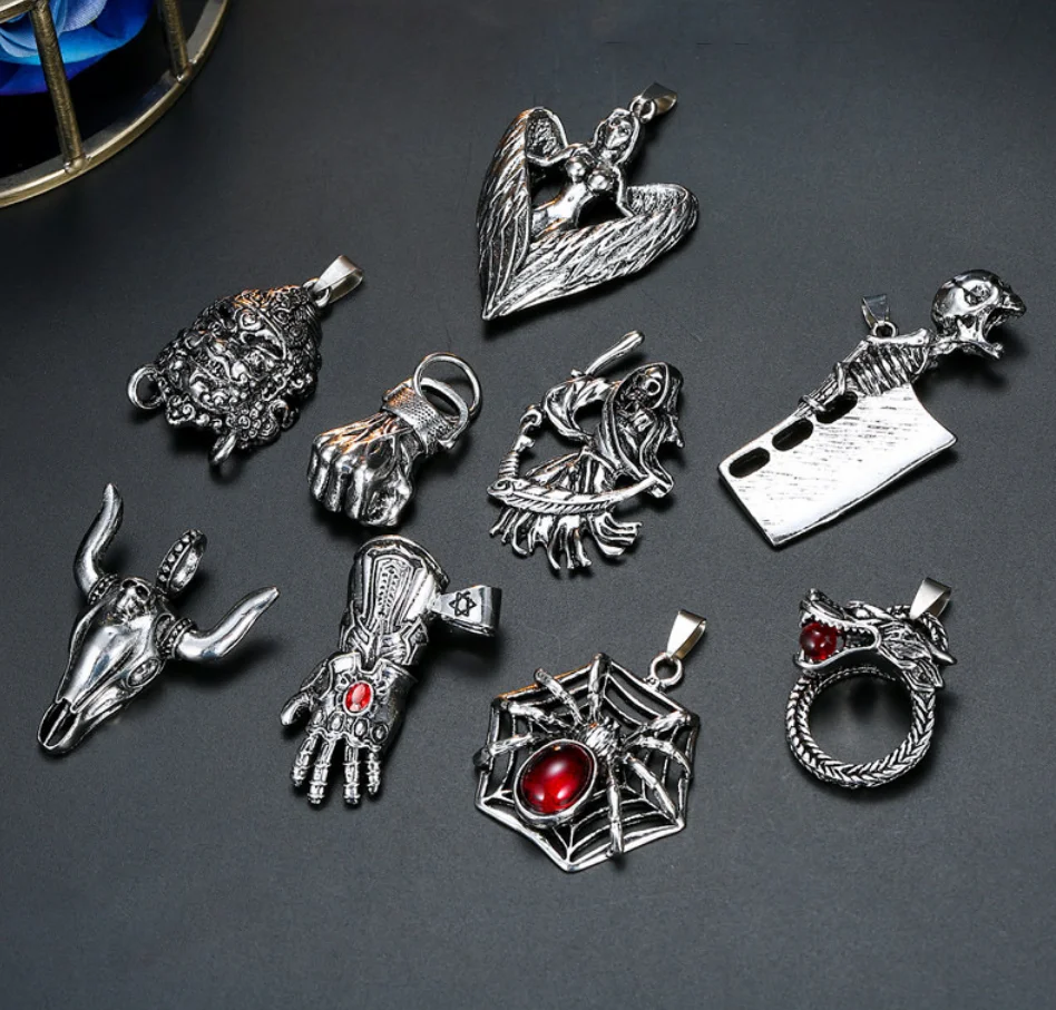 Крутое ожерелье с объемным ангелом из нержавеющей стали драконом Очаровательное