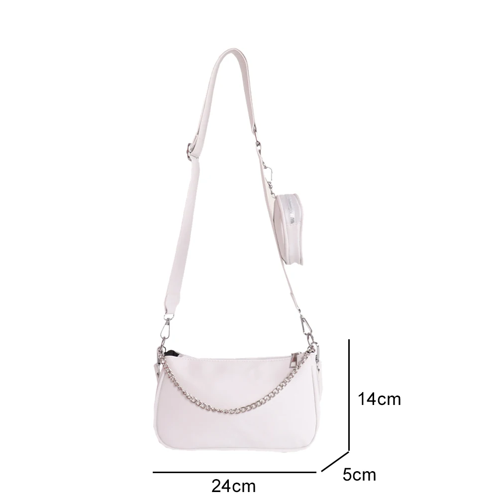 

2pcs/set Popular Simple Female Daily Bag Fashion Solid Color Chain Handbag Women Leather Messenger Underarm Bag