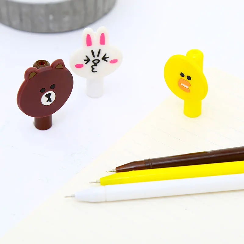 Корейский милый аниме Белый Кролик гелевая ручка Креативные Kawaii Медведь черные