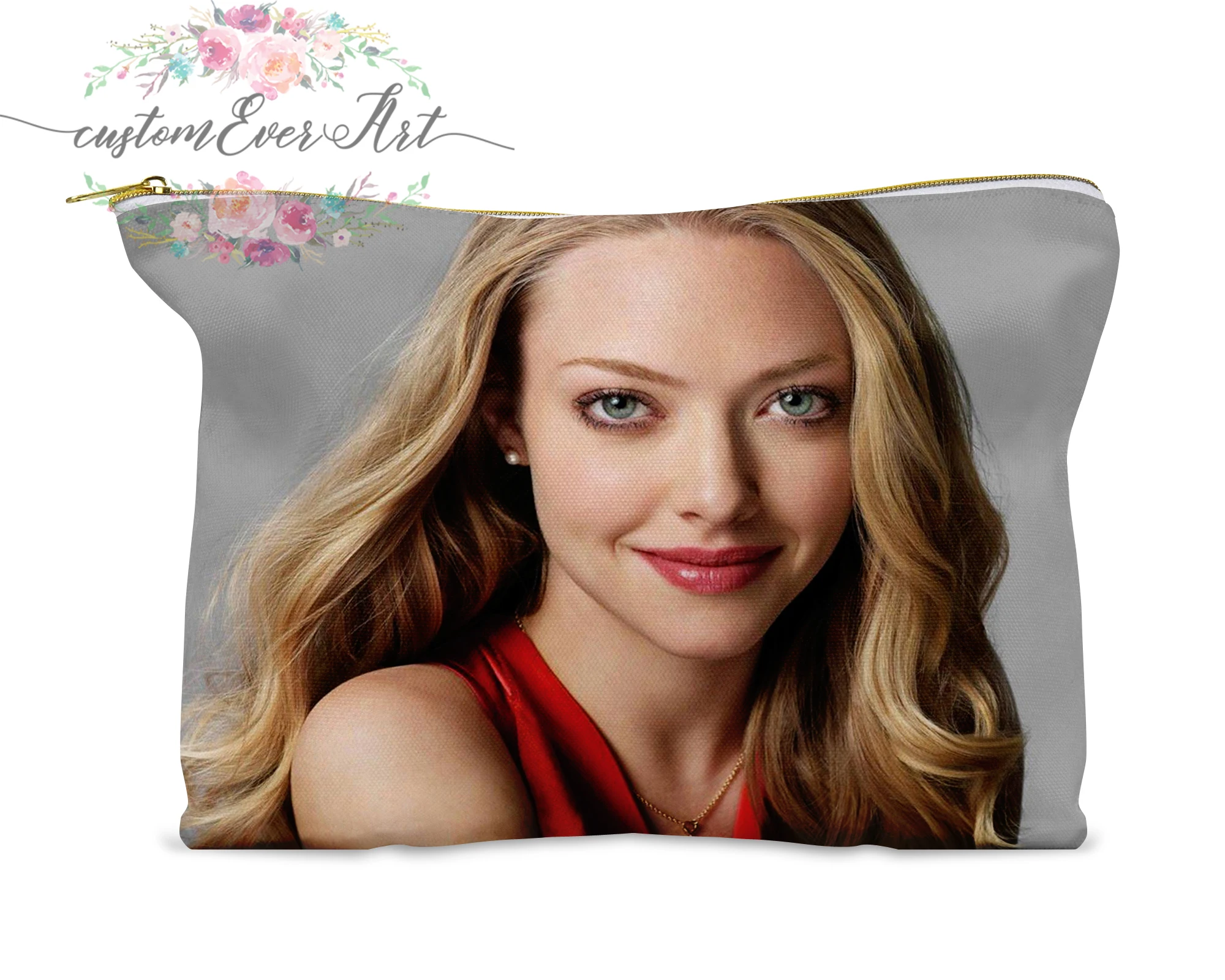 

Amanda Seyfried cosmetic bag personalized small makeup bag funny makeup organizer toiletry bag zipper pouch