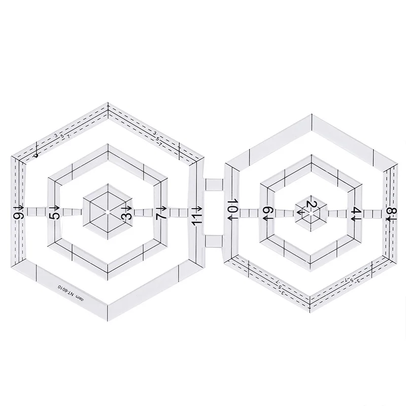 Линейка MIUSIE из акриловой ткани с двойным шестиугольником для лоскутного шитья |