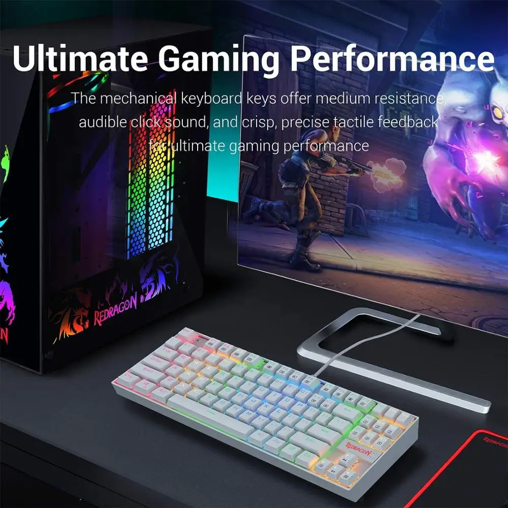Игровая клавиатура Redragon K552 проводная механическая 87 клавиш вишневый/синий