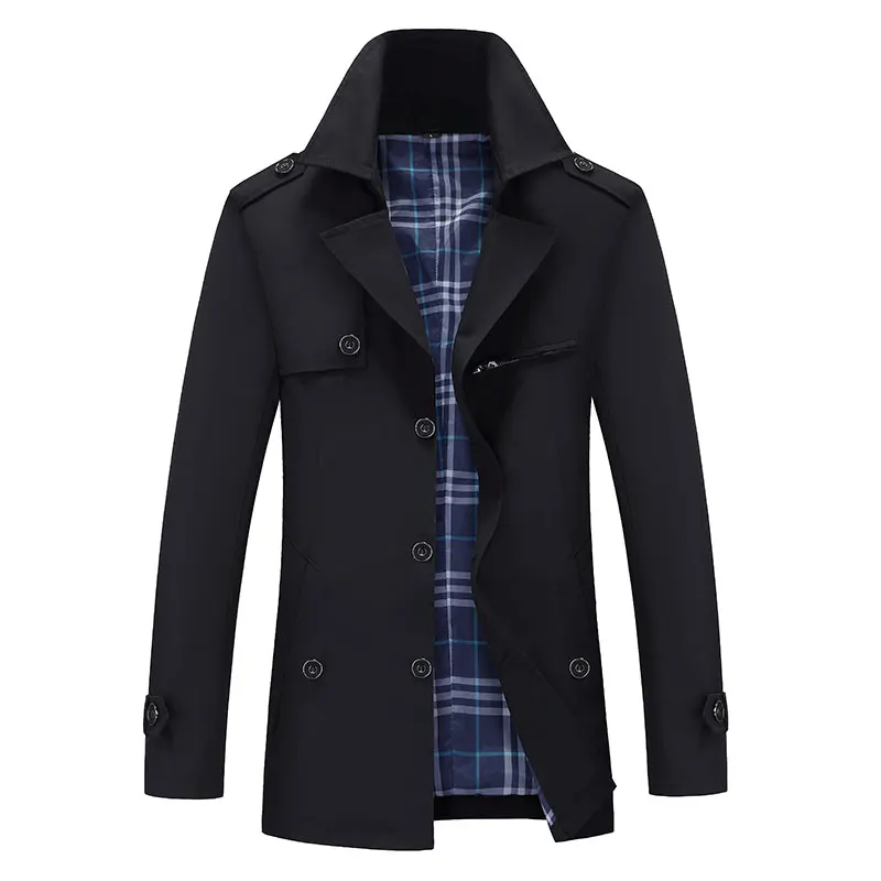 Мужская Осенняя ветровка мужской длинный Тренч для отдыха мужское однотонное