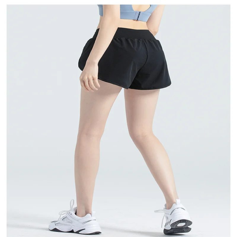 

Summer shorts women's anti-glare side pockets thin quick-drying casual fake two-piece sports running fitness yoga shorts