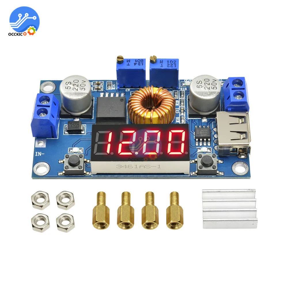 

5A Lithum Battery Charger Module LED Digital Display Drive Board USB Step Down Buck Converter Power Bank Charging
