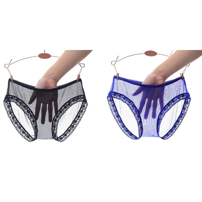 black blue Сексуальные трусики, женское нижнее белье, супер прозрачные Бесшовные стринги, Женские стринги, кружевное нижнее белье, женские трусы, трусики M L XL 1/2 шт - Цвет: black blue
