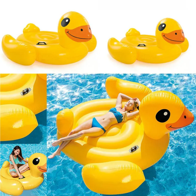 

Adult Children Water Floating Bed Inflatable Floating Row Yellow Duck Water Bed Animal Mount Swimming Ring