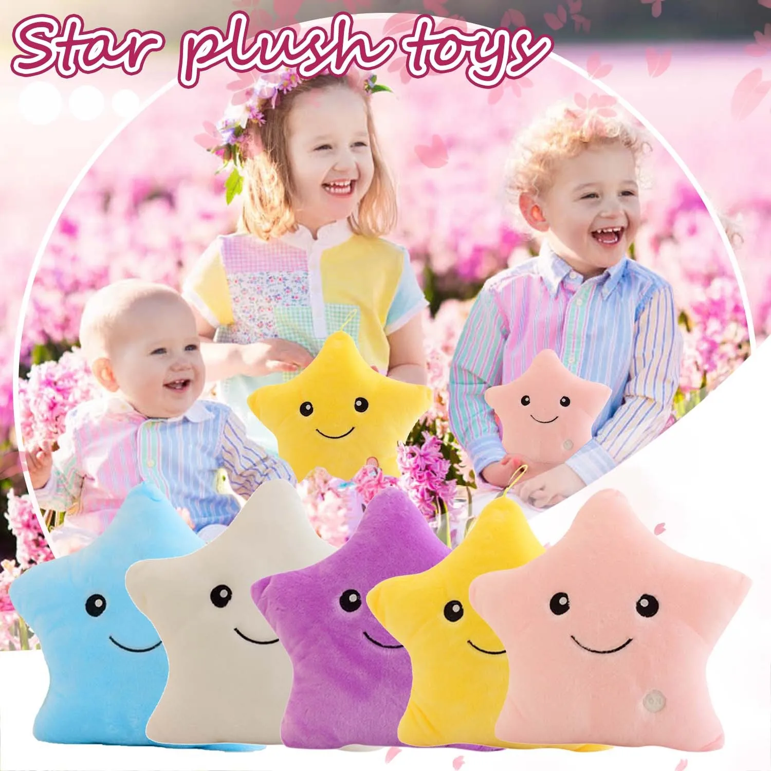 

2021 Hot Sale Soft Stuffed High Quality For Gift Colorful Five-pointed Star Luminous Glowing Pillow Soft Plush Children dropship