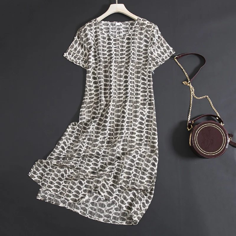 Женское длинное свободное платье Крутое летнее из крепдешина и змеи с коротким