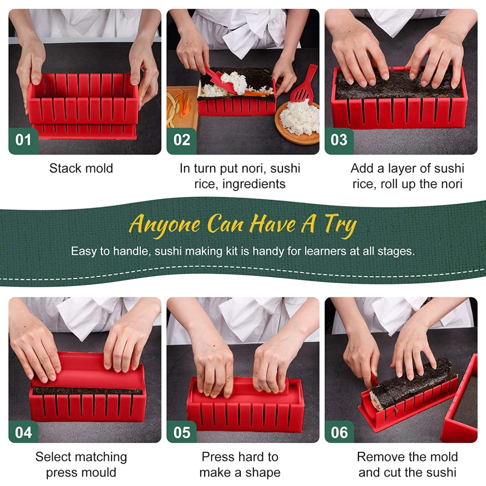 MLIA DIY 10pcs Sushi Maker Rice Mold High Quality Japanese Ball Cake Roll Multifunctional Mould Making Tools | Дом и сад