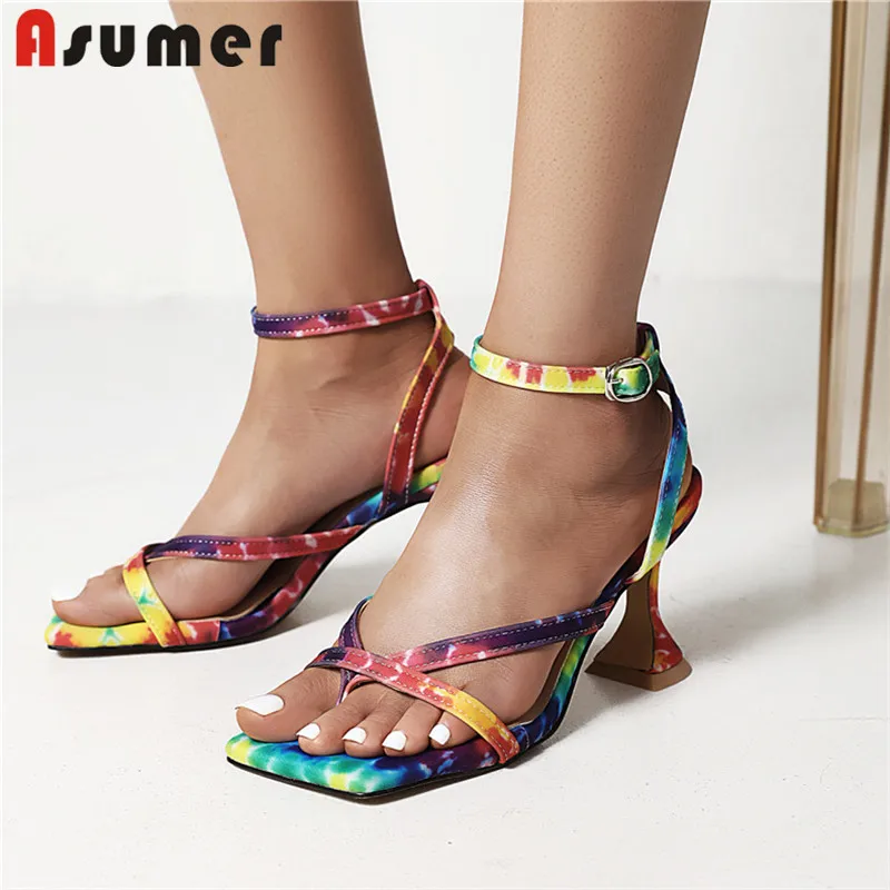 

Asumer 9cm High Heels Sandals Women Shoes 2021 Newest Leopard Print Sexy Party Nightclub Shoes Summer Sandals Women Big Size 48