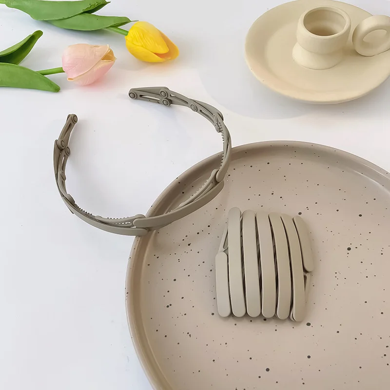 Обручи для волос корейские женские модные однотонные складные нескользящие