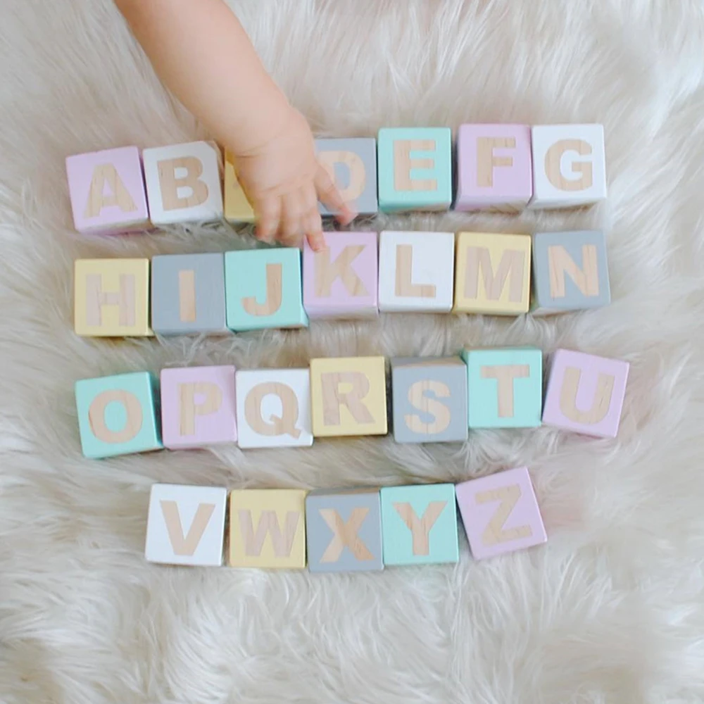 Большие деревянные буквы алфавита 5x5 см квадратные большие английские блоки ABC