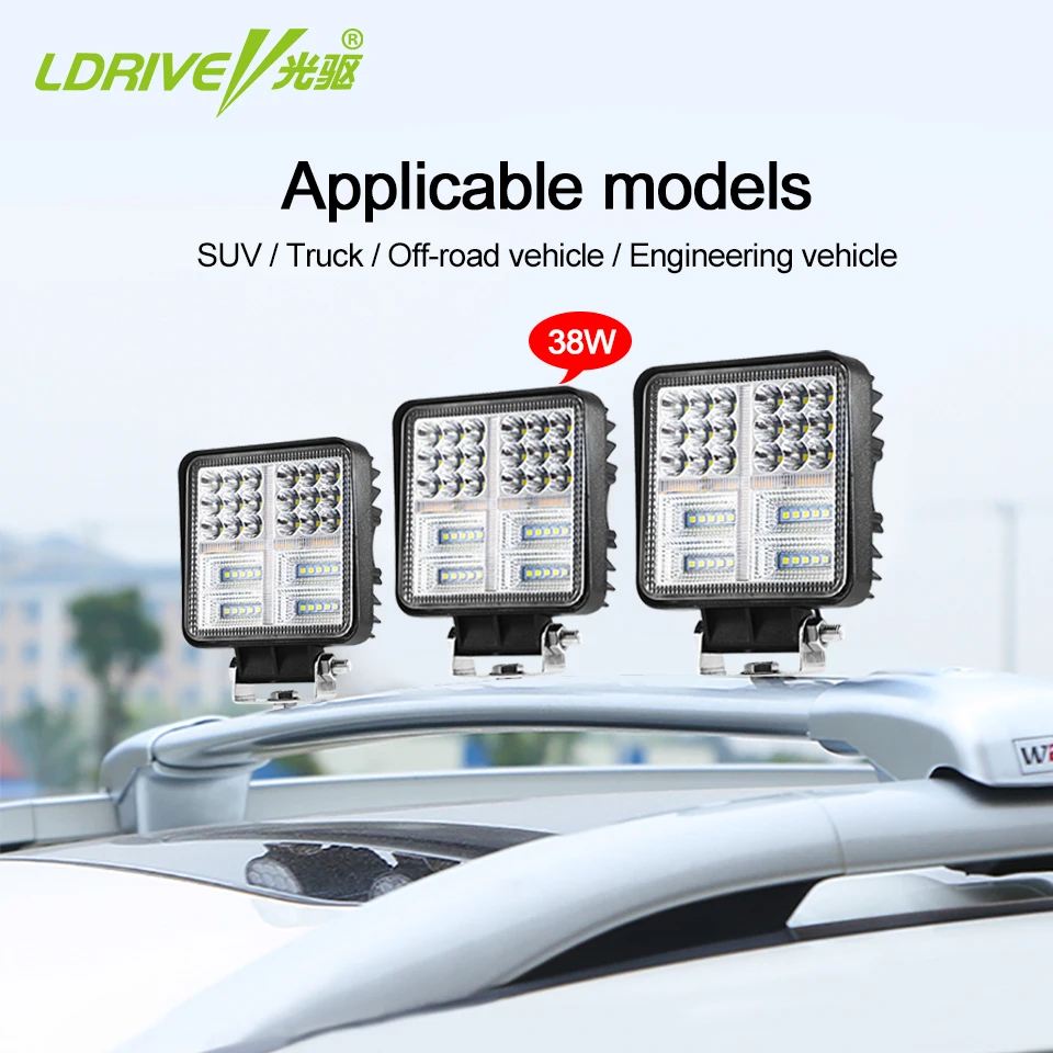 

Новый квадратный 4 дюйма 38 Вт светодиодный дневные ходовые огни внедорожный луч дальнего света Автомобильный рабочий свет освещение для во...