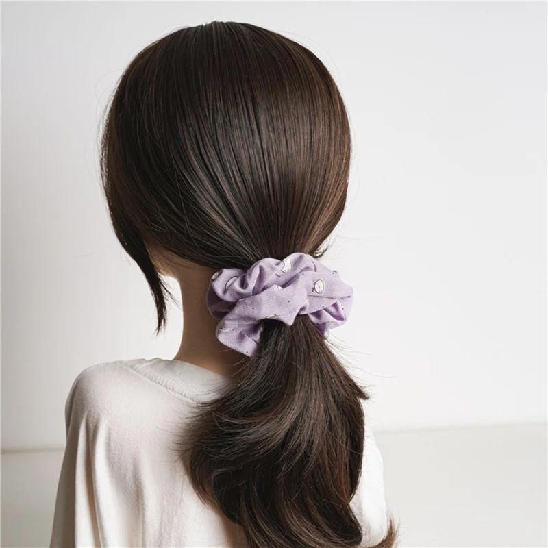 

1PC Vintage Scrunchie Stretch Headband Dot Plaid Scrunchies Women Elastic Hair Bands Girls Hair Ties Striped Hair Accessories