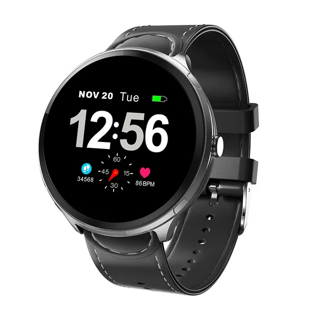 Black Leather Makibes T4 Pro Men'S Smart Watch Waterproof Toughened Glass Smart Band Fashion Fitness Tracker Blood Oxygen 1.3 Inch Bracelet - Цвет: Black Leather