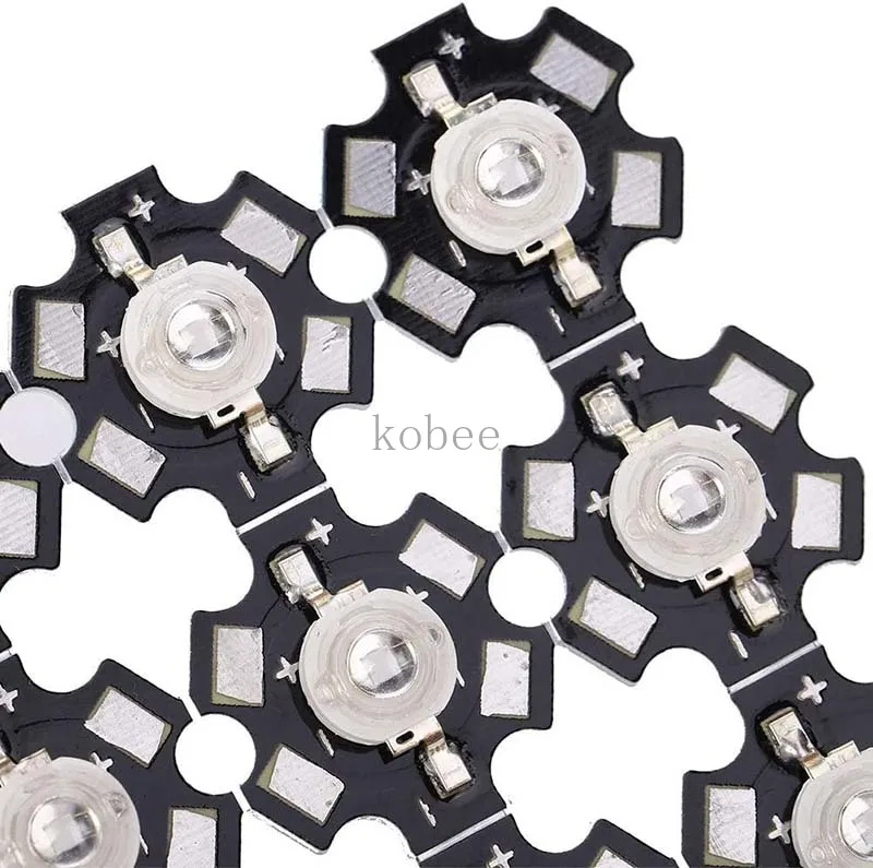 10pcs 1W 3W High Power LED Beads With 20mm White Black Star PCB Heatsink Full Spectrum Green Blue Deep Red 660nm Yellow |