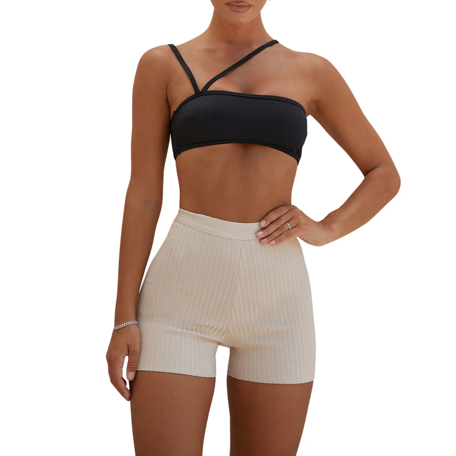 

2021 Casual Women Rib Tight shorts Soft Comfy High Waist Solid Color Stretch Workout Short Skinny Fashion Women's Short Leggings