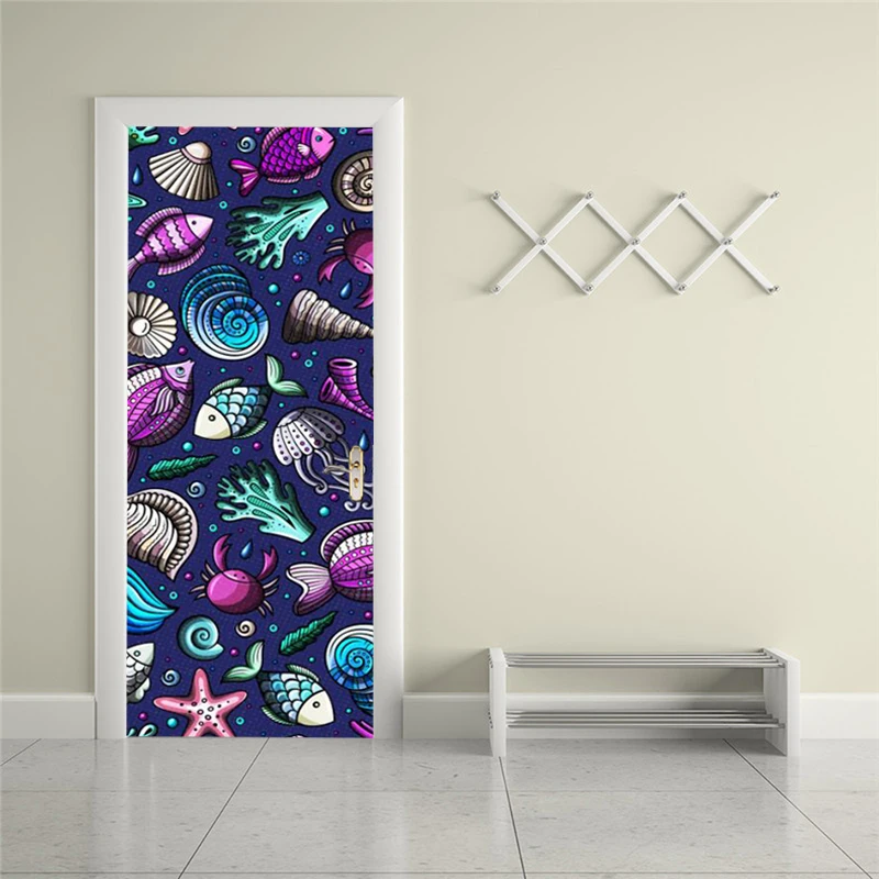 

Self-adhesive abstract animal art door stickers home decoration door cover wall stickers mural porch wallpaper poster