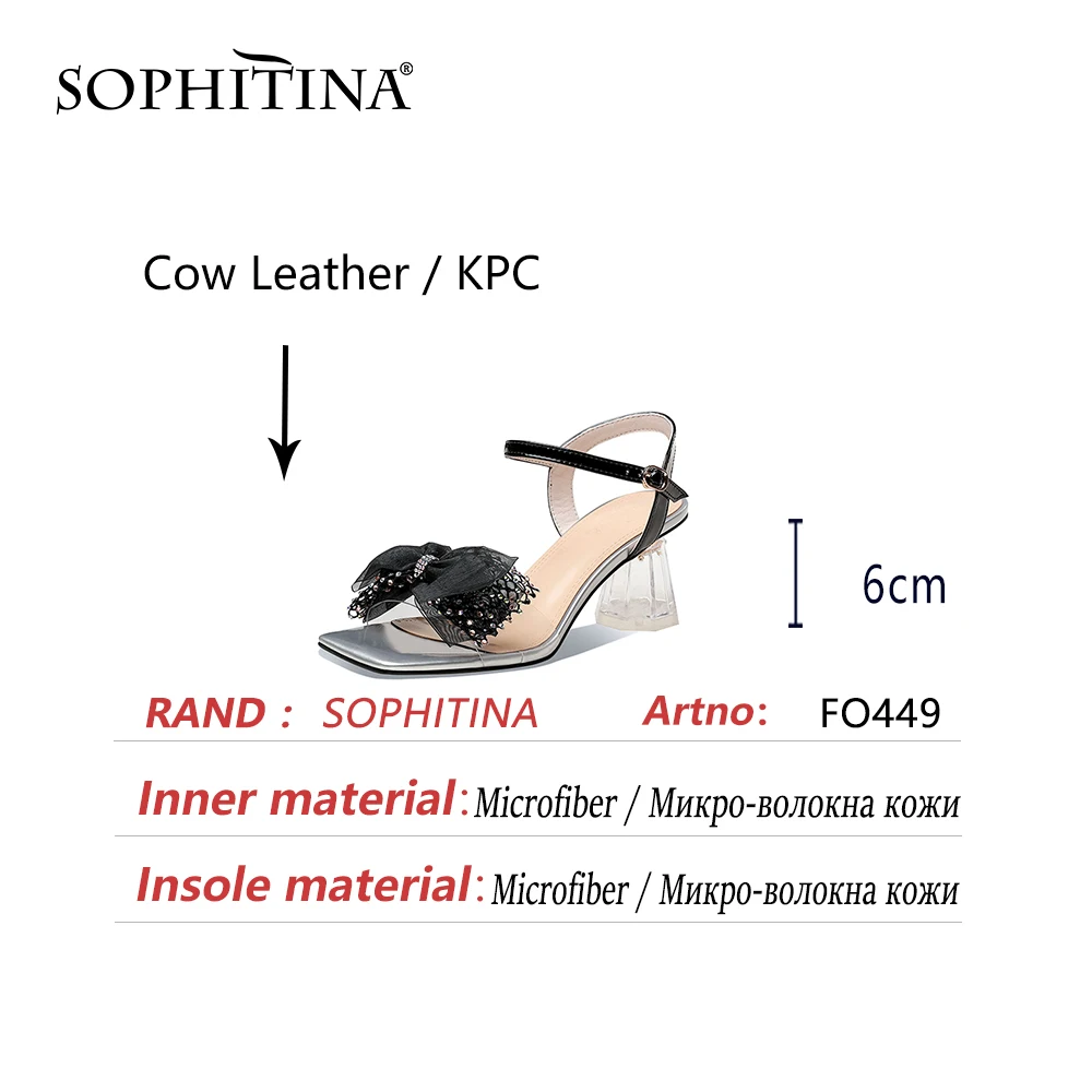 

SOPHITINA Summer Women Shoes Sandals Beautiful Sweet New Butterfly-knot Strange Heel Party Square Toe Buckle Strap 2021 FO449