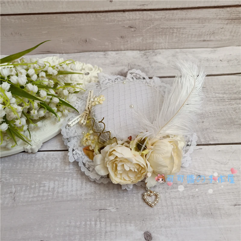 Лолита Камелия элегантная плоская шляпа котелок невесты Харадзюку