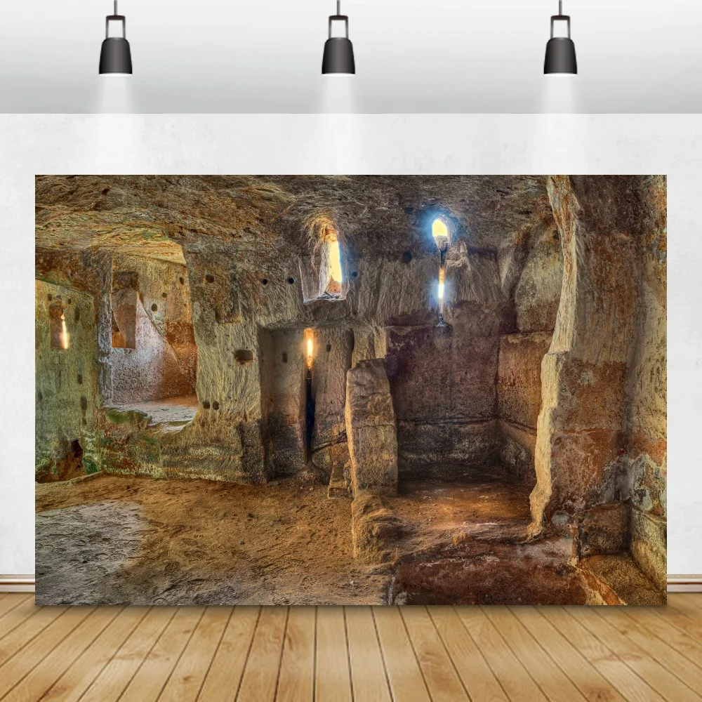 

Laeacco Old Stone Cave Hole Light Interior Portrait Photographic Backgrounds Customized Photography Backdrops For Photo Studio