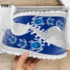 FORUDESIGNS полинезийские племенные синие женские сетчатые спортивные туфли с рисунком черепахи, белые кроссовки, Повседневная Уличная обувь на плоской подошве