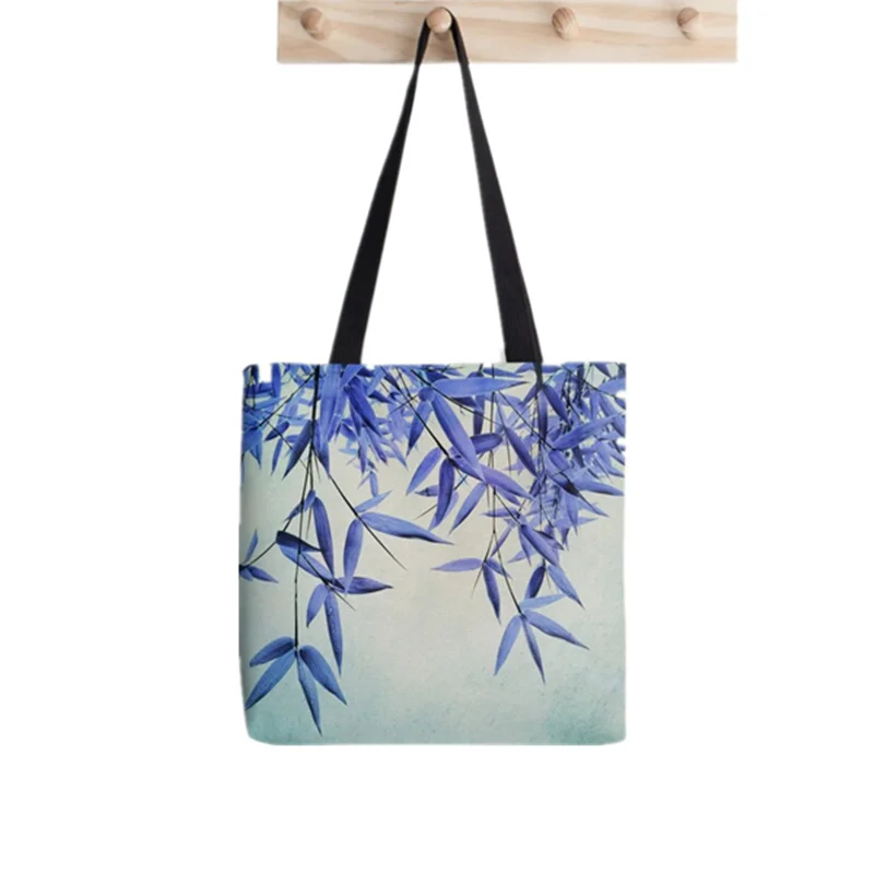 

Women Shopper bag bamboo leaves Printed Kawaii Bag Harajuku Shopping Canvas Shopper Bag girl handbag Tote Shoulder Lady Bag
