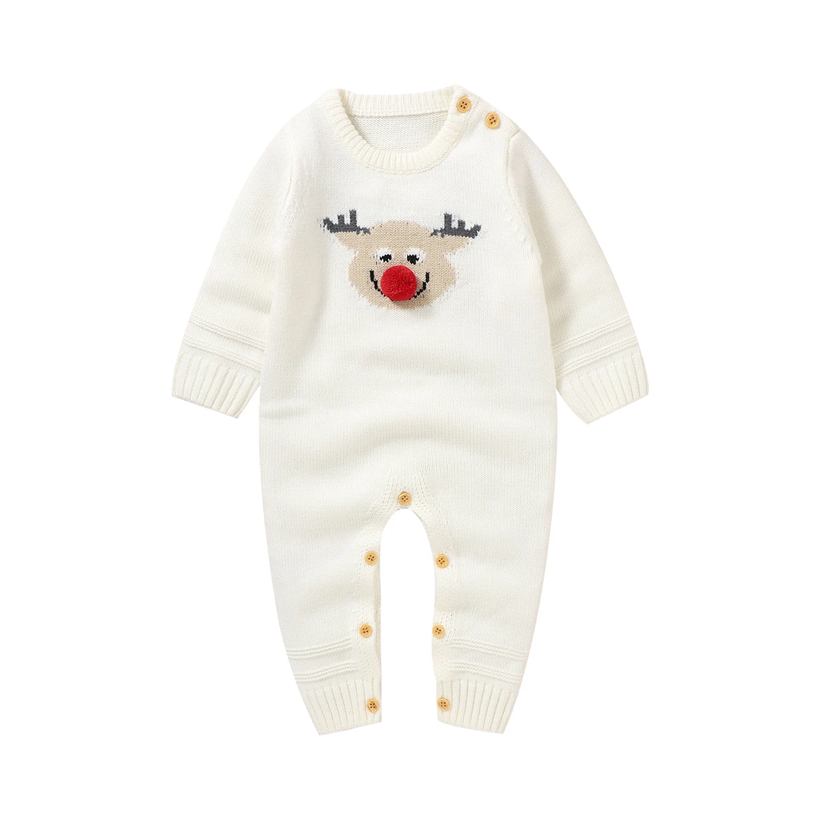 

Baby Rompers Newborn Christmas Reindeer Knitted Newborn Boys Girls Jumpsuits Overalls Long Sleeve Toddler & Infant Outfits 0-18m