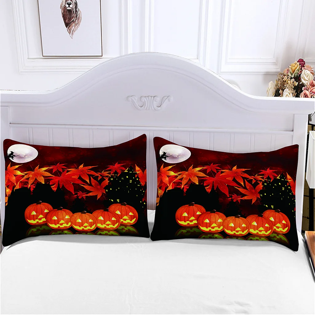 Пододеяльник с кленовыми листьями и головой тыквы односпальная двуспальная