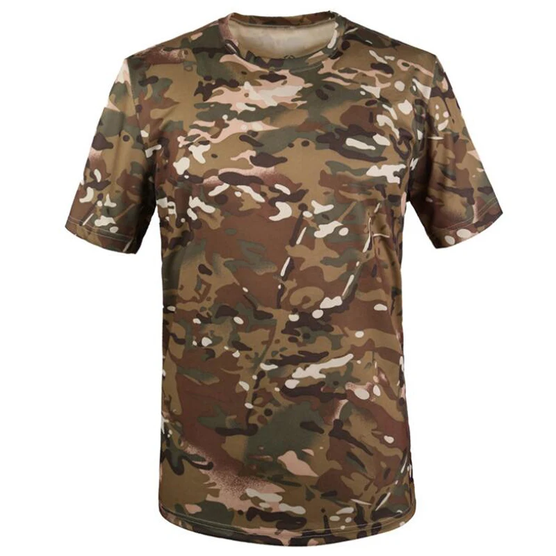 Outdoor Hunting Camouflage T-shirt Men Breathable Army Tactical Combat T Shirt Quick Dry Sport Camo Camping Trekking Tees Tops | Спорт и