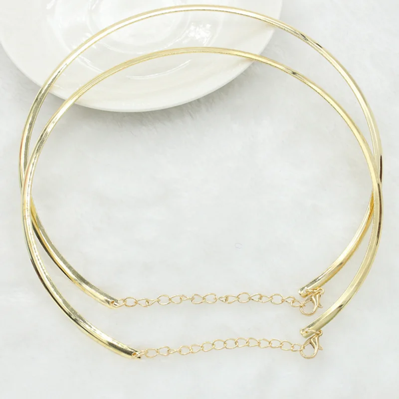 1Pc New Fashion Punk Simple Round Circle Torques for Women Ladies Metal Gold Silver Wire Necklace Collar Choker