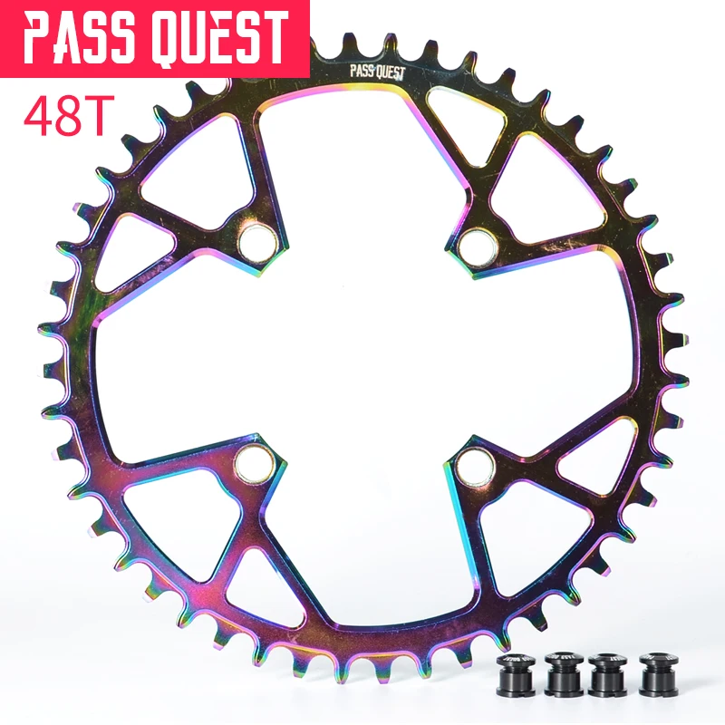 Pass Quest велосипедная Звездочка 96 BCD 32T 34T 36 т 38 40 т 42 44 46 т 48 велосипед Звездочка M6000/7000/8000/9000 11/22S один диск - Цвет: Titanium plating 48T