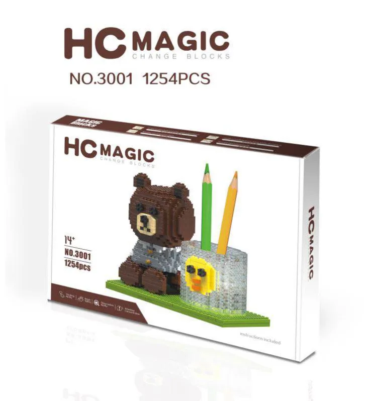 

New Small Building Blocks Cartoon Anime Figures Totoro Animal Bear Rabbit Duck Model Pen Holder Mini Bricks Toys for Children