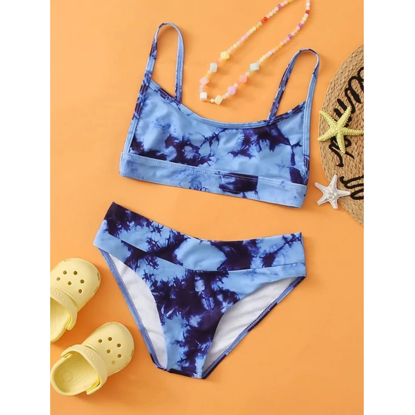 

Купальник для девочек с принтом на завязках, купальник из двух предметов с принтом, купальник для девочек, летние комплекты бикини, модные п...