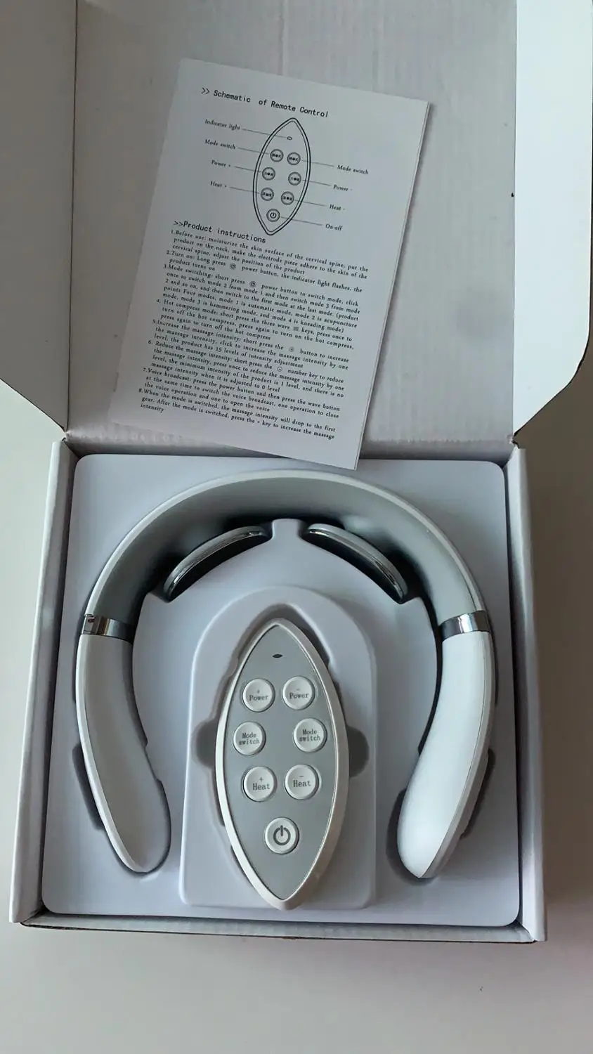 

Electric Neck Massager & Pulse Back 6 Modes Control Hot Care Mute Adjustable Massaging Instrument Remote Control Neck Massager