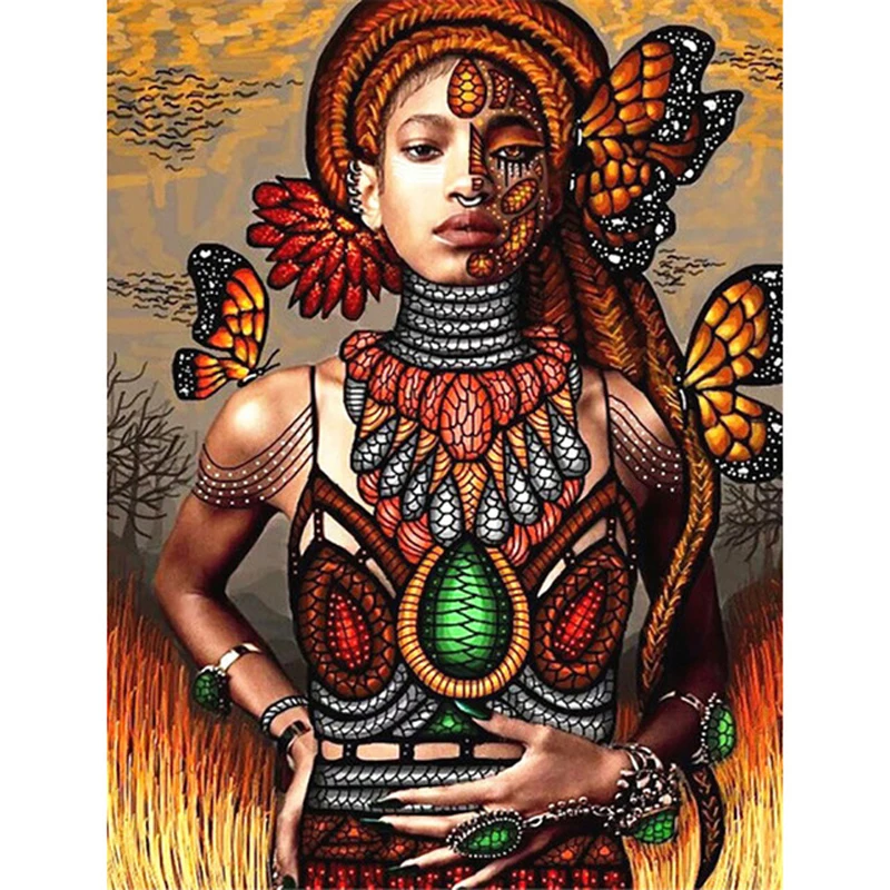 

Алмазная 5D картина «сделай сам», картина с изображением Креста, портрет, квадратная, круглая, буровая, для африканской женщины, алмазная выш...