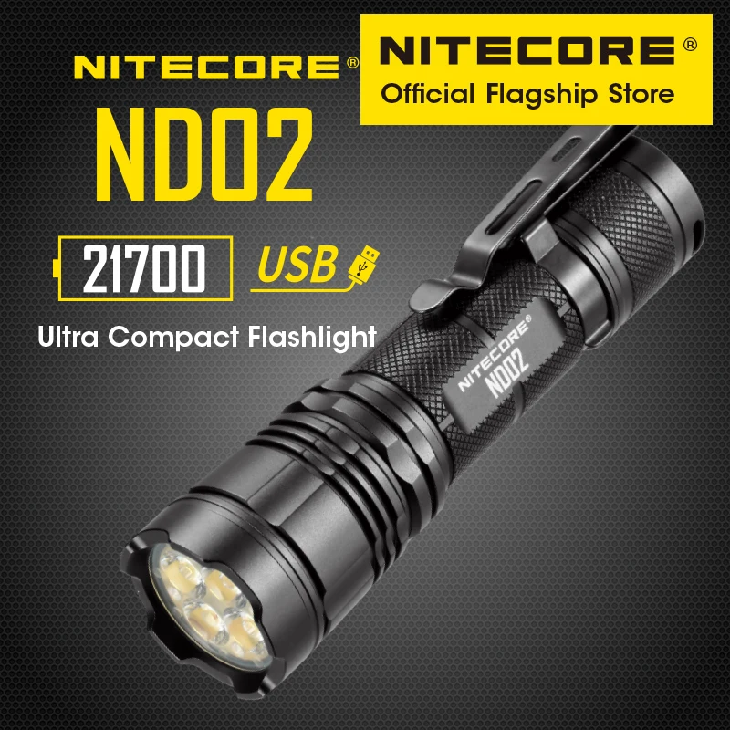 NITECORE ND02 Super Bright Light 2700 Lumens Wide-angle Floodlight Handheld Portable USB Direct Charge Astigmatism Flashlight