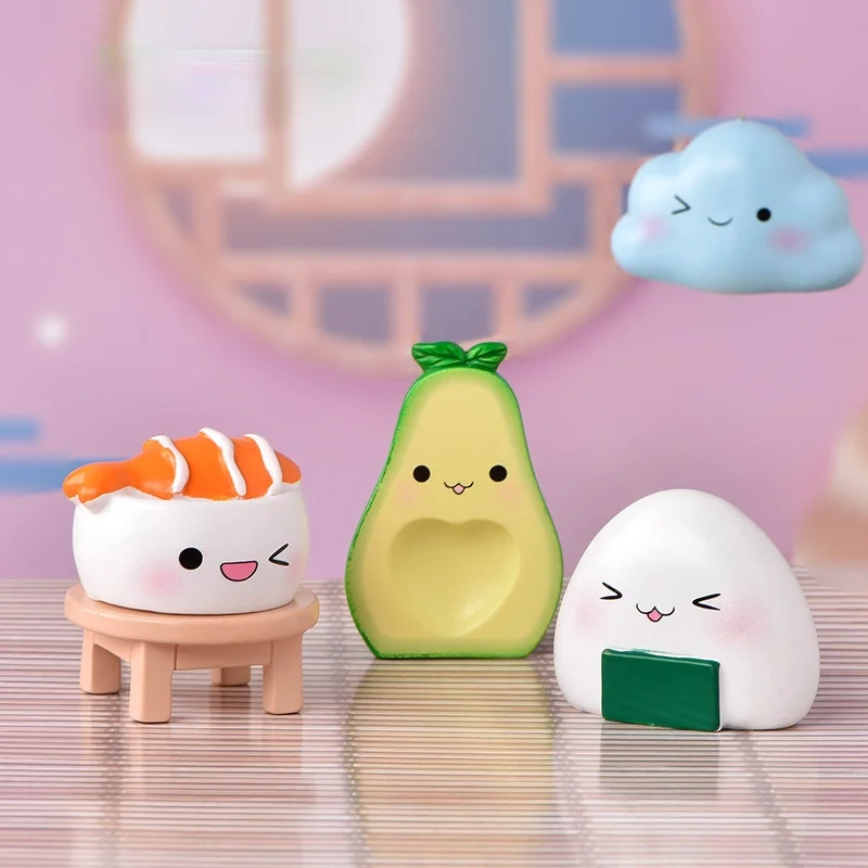 

Avocado Sushi Fairy Garden Miniatures Ornament Terrarium Figurines DIY Kawaii Desktop Decoration Resin Craft Accessories